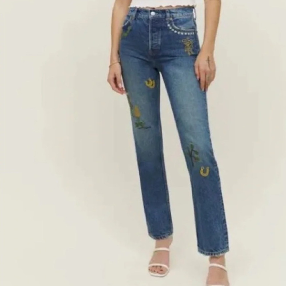 Reformation Handicraft Embroidered Jeans
